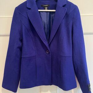 LOUBEN Cobalt Felted Wool Cashmere Blend Long Sleeve Blazer Size 8